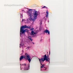 Trendy Bubs Pink Purple Galaxy Space Sleeveless Romper Size 12-18 Months